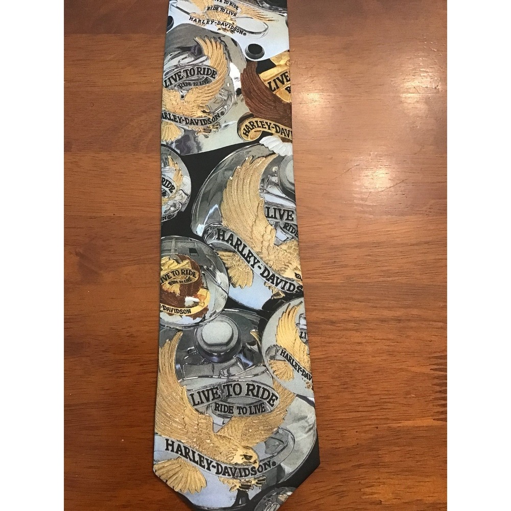 RALPH MARLIN HARLEY DAVIDSON "LIVE TO RIDE" 1995 POLYESTER NECK TIE EUC DHT135